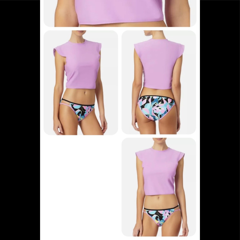 Womens Endless Waves Cropped Swim Top Size Small 3-5 Juniors Pink New